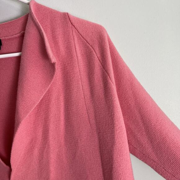 Talbots Womens Pure Merino Wool Cardigan Open Front Pocket Sz L Pink Preppy - Picture 7 of 13